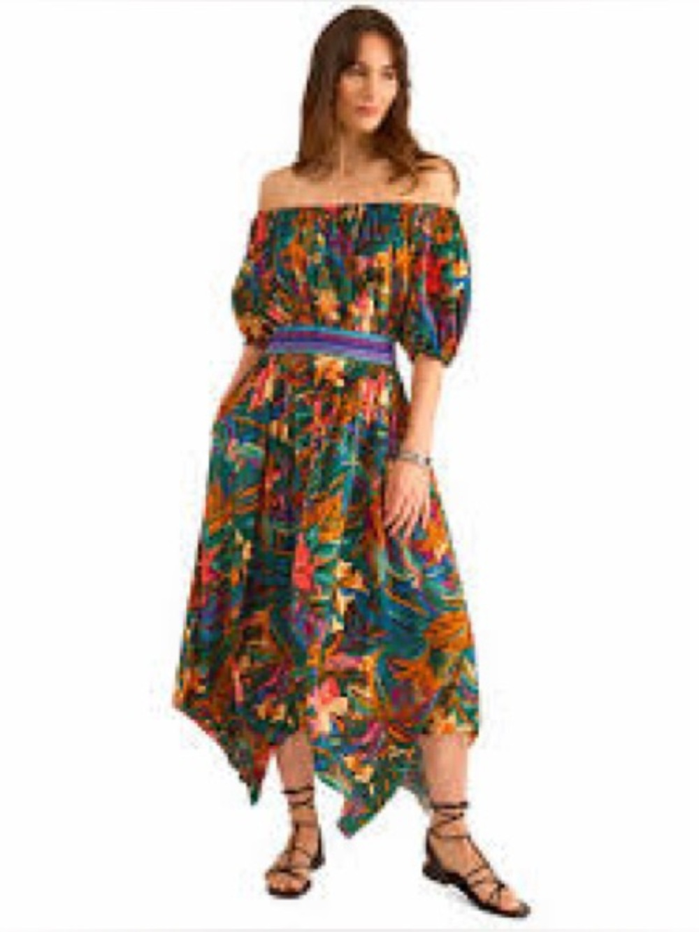 NWT Vince Camuto Off the Shoulder Handkerchief Hem Dress Size Medium